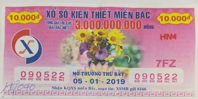 Tấm vé dò xổ số miền Bắc